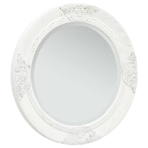 Vidaxl Wall Mirror, Bathroom Mirror With Baroque Style, Decorative Mirror, Vanity Mirror For Bedroom Living Room Dressing Room Hallway Entryway, White